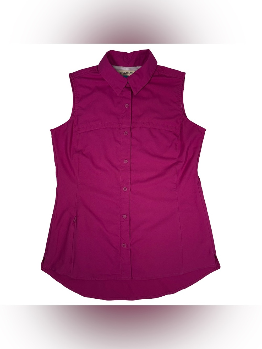 Magellan Outdoors Sleeveless Fishing Shirt Women's Medium Magenta UPF 30 Hiking